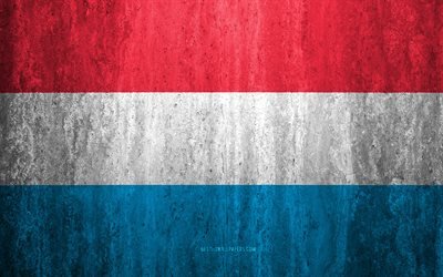 Bandeira de Luxemburgo, 4k, pedra de fundo, grunge bandeira, Europa, Luxemburgo bandeira, grunge arte, s&#237;mbolos nacionais, Luxemburgo, textura de pedra