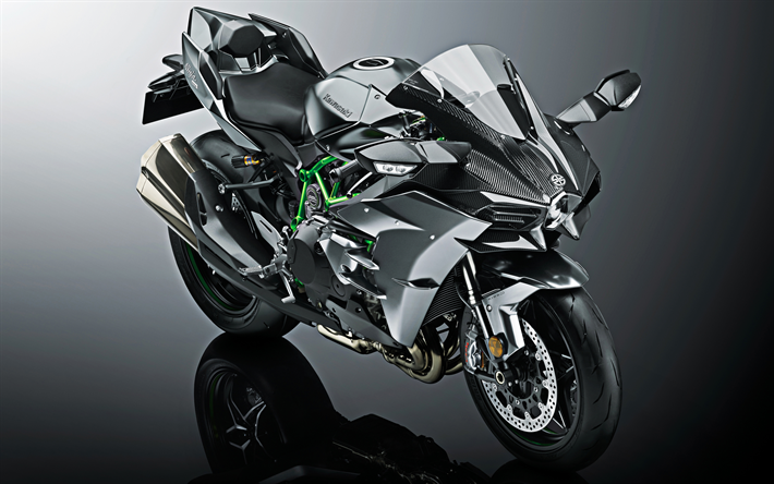 Kawasaki Ninja H2R, 2019, vue de face, new gris Ninja H2R, sportive, sport japonais motos, Kawasaki