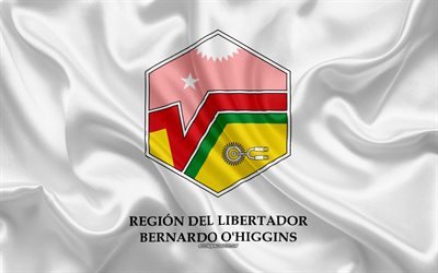 flagge von ohiggins region, 4k, seide flagge, chilenische administrative region, seide textur, ohiggins region, chile, s&#252;damerika, ohiggins-flag