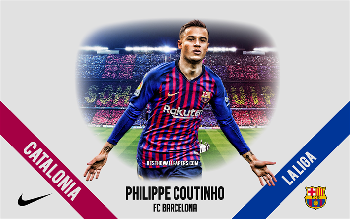 Philippe Coutinho, FC Barcelona, calciatore Brasiliano, centrocampista, al Camp Nou, La Liga, la Spagna, il calcio, Catalogna, Barcellona, Coutinho