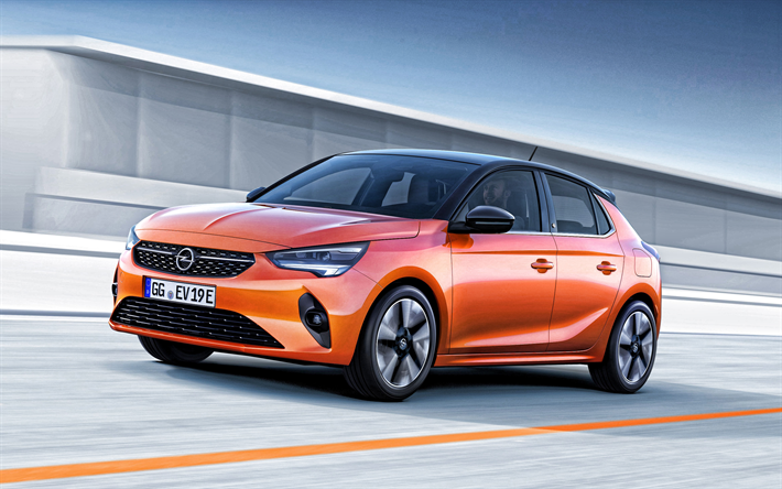 Opel Corsa-e, 2020, electric car, electric hatchback, compact cars, new orange Corsa-e, German electric cars, Opel