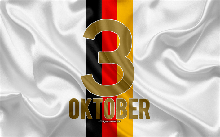 Giorno dell&#39;Unit&#224; tedesca, concetti, Germania, Tag der Deutschen Einheit, 3 ottobre, bandiera tedesca, seta, trama, le feste nazionali di Germania