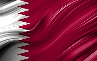 4k, Qatarisk flagga, Asiatiska l&#228;nder, 3D-v&#229;gor, Flagga av Qatar, nationella symboler, Qatar 3D-flagga, konst, Asien, Qatar