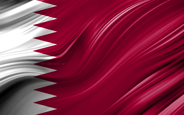 4k, Riyal di bandiera, paesi Asiatici, 3D onde, Bandiera del Qatar, simboli nazionali, Qatar 3D, bandiera, arte, Asia, Qatar