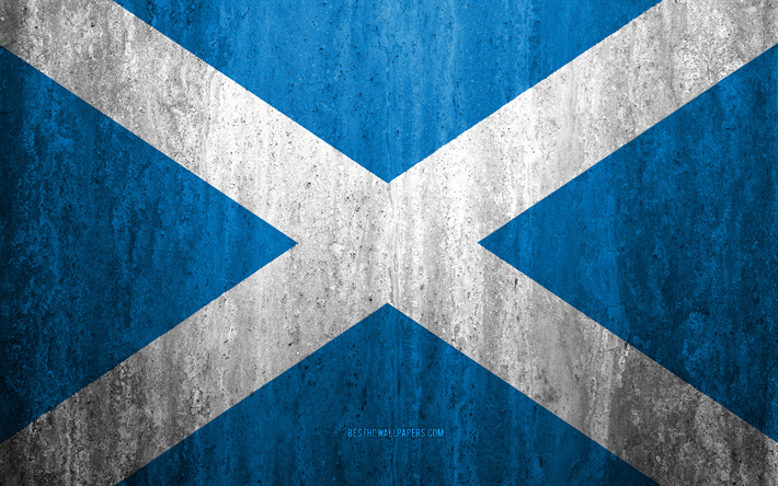 Flag of Scotland, 4k, stone, antecedentes, grunge flag, Europe, Scotland indicador, grunge, estilo, s&#237;mbolo nacional, Escocia, stone texture