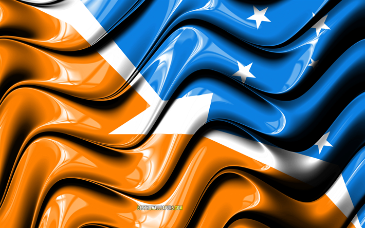 Tierra del Fuego flag, 4k, Provinces of Argentina, administrative districts, Flag of Tierra del Fuego, 3D art, Tierra del Fuego, argentinian provinces, Tierra del Fuego 3D flag, Argentina, South America