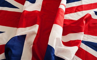Fabric Union Jack, crumpled flag, United Kingdom flag, macro, Europe, national symbols, Flag of United Kingdom, Union Jack, United Kingdom fabric flag, UK flag, Union Jack flag, United Kingdom