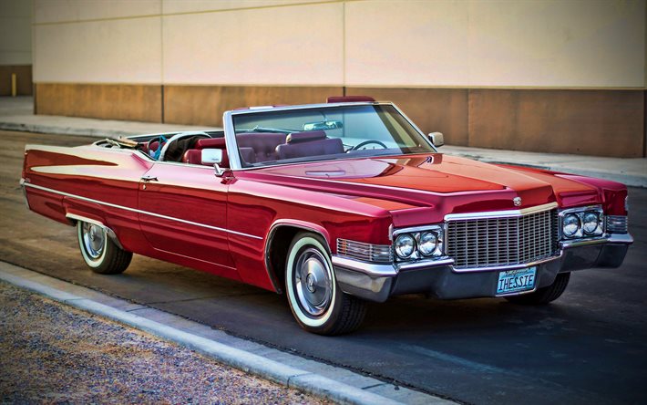 Cadillac de Ville, punainen avoauto, 1970-autot, retro autot, 1970 Cadillac Deville, amerikkalaisten autojen, Cadillac Deville, Cadillac