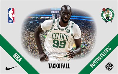 Tacko Fall, Boston Celtics, Senegalese Basketball Player, NBA, portrait, USA, basketball, TD Garden, Boston Celtics logo, Elhadji Tacko Sereigne Diop Fall