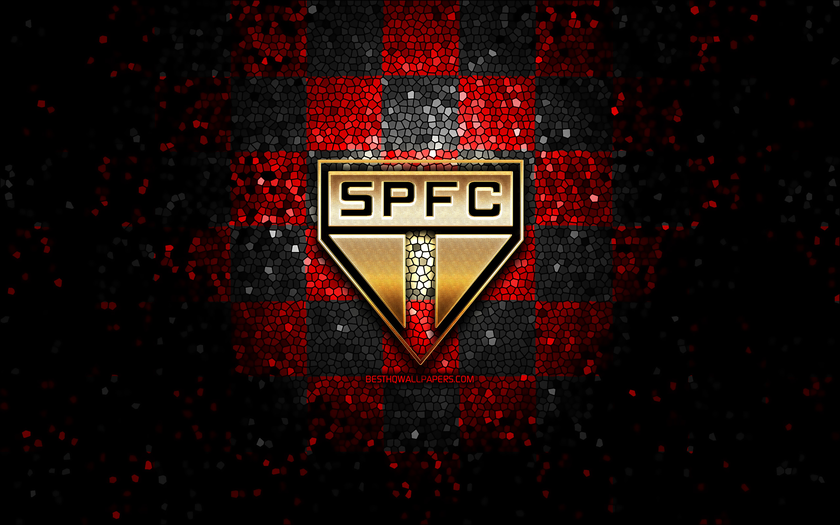 São Paulo FC, glitter logotipo, Série, vermelho preto fun...