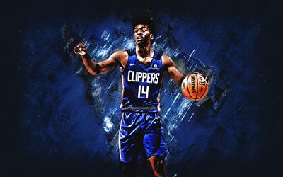 Terance Mann, NBA, Los Angeles Clippers, blue stone background, American Basketball Player, portrait, USA, basketball, Los Angeles Clippers players