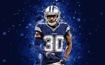 Anthony Brown, 4k, cornerback, Dallas Cowboys, american football, NFL, Anthony Shaquille Brown, National Football League, neon lights, Anthony Brown Dallas Cowboys, Anthony Brown 4K