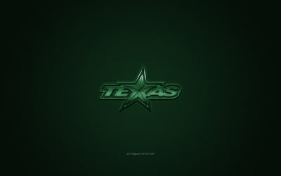 Texas Stars, American hockey club, AHL, green logo, green carbon fiber background, hockey, Cedar Park, Texas, USA, Texas Stars logo