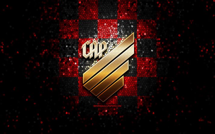 Athletico Paranaense FC, glitter-logo, Sarja, punainen musta ruudullinen tausta, jalkapallo, Club Athletico Paranaense, brasilialainen jalkapalloseura, Athletico Paranaense logo, mosaiikki taidetta, Brasilia, Athletico-PR