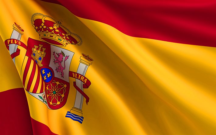 Spanska flaggan, makro, Europa, nationella symboler, tyg flaggor, Spansk flagg, Spanien 3D-flagga, kreativa, Spanska 3D-flagga, Spanien, Europeiska l&#228;nder