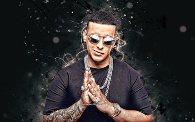 Daddy Yankee, 4k, 2020, Cantor porto-Riquenho, branco luzes de neon, estrelas da m&#250;sica, criativo, Raymon Luis Ayala Rodriguez, superstars, celebridade americana, Daddy Yankee 4K