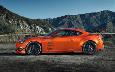 Scion FR-S, side view, orange sports coupe, tuning FR-S, 2-door coupe, G1 class, orange FR-S, Scion
