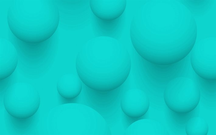 turquoise 3d balls, turquoise 3d background, balls turquoise background, 3d balls, turquoise background