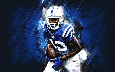TY Hilton, Indianapolis Colts, NFL, portrait, american football, blue stone background, National Football League, Eugene Marquis Hilton