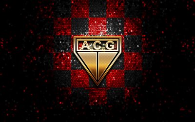 Atletico Goianiense FC, glitter logo, Serie A, red black checkered background, soccer, AC Goianiense, Atletico-GO, brazilian football club, Atletico Goianiense logo, mosaic art, football, Brazil