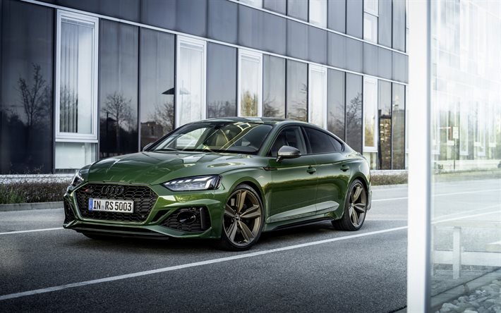 2020, Audi RS5 Sportback, vista de frente, exterior, nuevo verde RS5 Sportback, los coches alemanes, el Audi