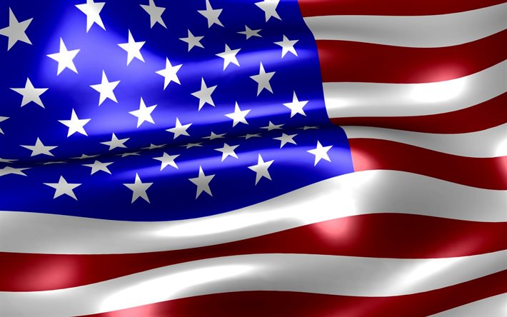 国旗3D, 米国旗, アメリカ合衆国の3dフラグ, 米国のシンボル, アメリカのフラグ, 3dフラグ