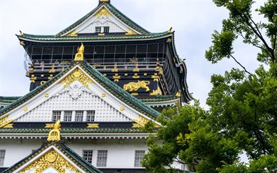 Osaka Kalesi, Osaka, Japon Tapınağı, Japon mimarisi tarzında, eski Kalesi, Japonya