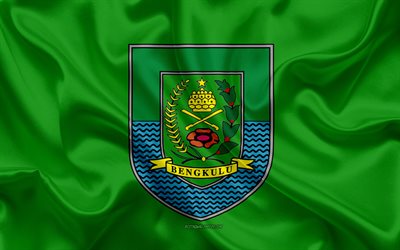 Bandera de Bengkulu, 4k, una bandera de seda, una provincia de Indonesia, de seda, de textura, de la bandera, Bengkulu, Indonesia Provincia de Bengkulu