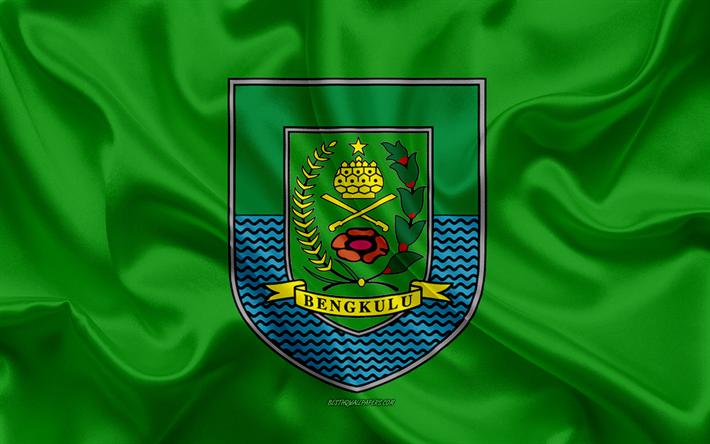 旗のBengkulu, 4k, 絹の旗を, 州のインドネシア, シルクの質感, Bengkuluフラグ, インドネシア, Bengkulu州