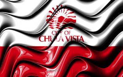 Chula Vista, ABD, Şehir, Amerikan şehirleri, Chula Vista 3D bayrak Chula Vista bayrağı, 4k, Amerika Birleşik Devletleri şehirler, California, 3D sanat, Bayrak, ABD şehirleri