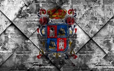 Bandeira do Campeche, grunge arte, rombo textura grunge, Estado mexicano, Campeche bandeira, M&#233;xico, Campeche, Estado de M&#233;xico, arte criativa