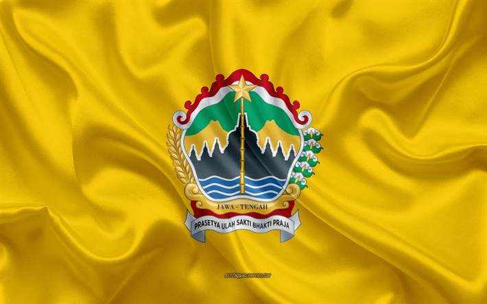 フラグ中部ジャワ, 4k, 絹の旗を, 州のインドネシア, シルクの質感, 中央ジャワのフラグ, インドネシア, 中部ジャワ州