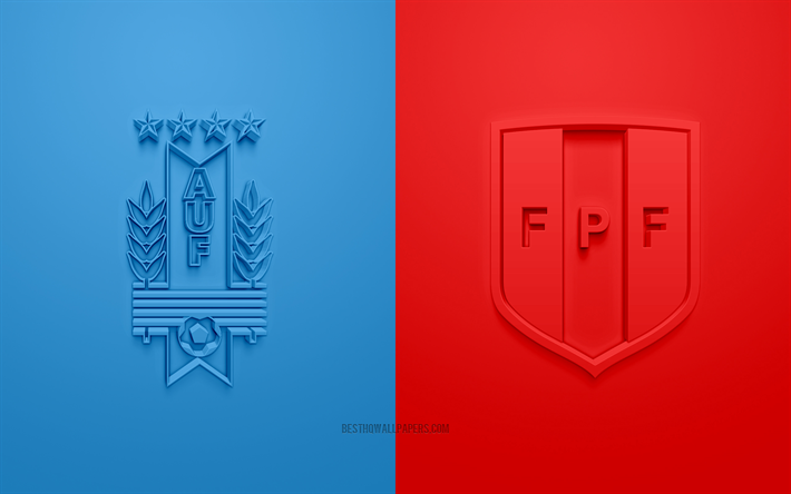 Uruguay vs P&#233;rou, art 3d, 2019 de la Copa America, en Quart de finale, match de football, logo, promo mat&#233;riaux, de la Copa America En 2019, le Br&#233;sil, la CONMEBOL, des logos 3d