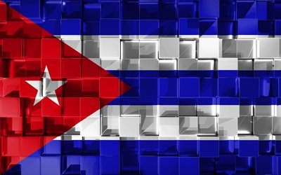 Bandiera di Cuba, 3d, bandiera, cubetti di grana, Bandiere del Nord America paesi, 3d arte, Cuba, Nord America, texture 3d, Cuba bandiera