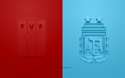 Venezuela vs Argentina, 3d art, 2019 Copa America, Quarter-final, football match, logo, promo materials, Copa America 2019 Brazil, CONMEBOL, 3d logos