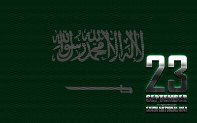 El 23 de septiembre, D&#237;a Nacional de Arabia, Arabia Saudita fiesta nacional, creadora de arte de metal, tarjeta de felicitaci&#243;n, Arabia Saudita