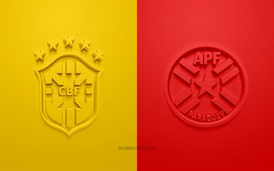 Brazil vs Paraguay, 2019 Copa America, Quarter-final, football match, logo, promo materials, Copa America 2019 Brazil, CONMEBOL, 3d logos