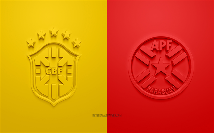 Brasilia vs Paraguay, 2019 Copa America, Vuosinelj&#228;nneksen lopullinen, jalkapallo-ottelu, logo, promo-materiaalit, Copa America 2019 Brasilia, CONMEBOL, 3d logot