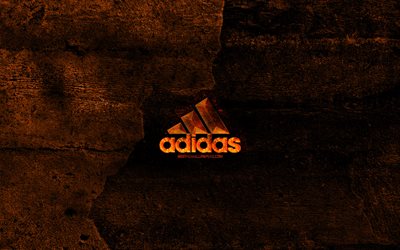 adidas fiery-logo, orange, stein, hintergrund, kreativ, adidas-logo, marken, adidas