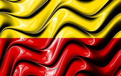 Mulheim Lippu, 4k, Kaupungeissa Saksassa, Euroopassa, Lipun Mulheim, 3D art, Mulheim, Saksan kaupungeissa, Mulheim 3D flag, Saksa