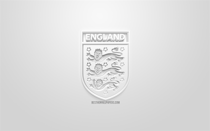 İngiltere Milli Futbol Takımı, yaratıcı 3D logo, beyaz arka plan, 3d amblem, İngiltere, Avrupa, UEFA, 3d sanat, futbol, 3d logo şık