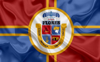 Flag of Flores Department, 4k, silk flag, department of Uruguay, silk texture, Flores flag, Uruguay, Flores Department