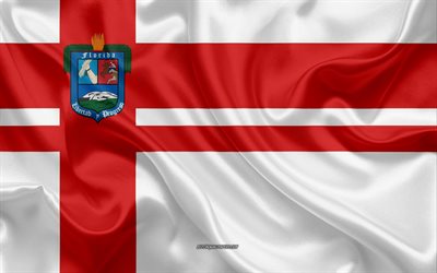 Lippu Florida Department, 4k, silkki lippu, department of Uruguay, silkki tekstuuri, Florida lippu, Uruguay, Florida Department