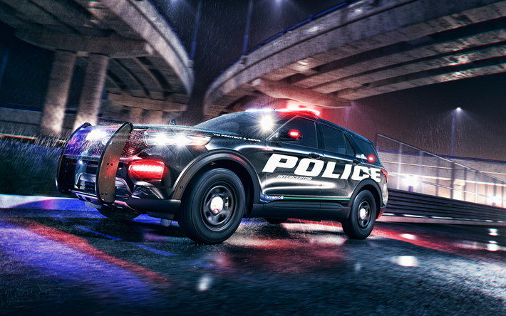 2020, Ford Explorer, Police Interceptor, exterior, police SUV, new police Explorer, American cars, Ford