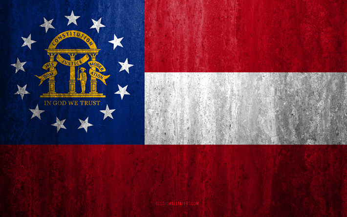 flag of georgia, 4k, stone background, american state, grunge flag, georgia flag, usa, grunge art, georgia, flags of us states