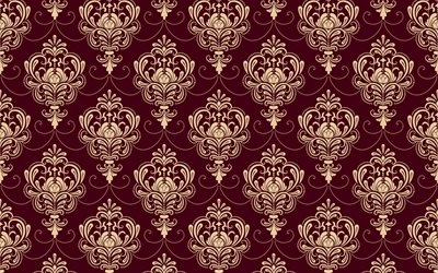 vintage motif floral, violet vintage fond, motifs floraux, des arri&#232;re-plans vintage, pourpre retro origines, floral vintage pattern