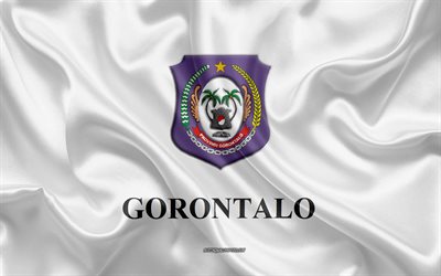 Bandera de Gorontalo, 4k, bandera de seda, provincia de Indonesia, de seda textura, Gorontalo bandera, Indonesia, Gorontalo Provincia