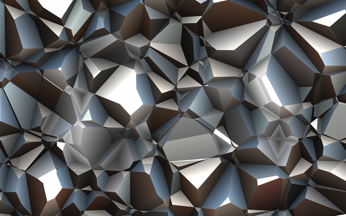 3d grigio texture, geometrico 3d sfondo, triangoli texture 3d, creativo, sfondo 3d
