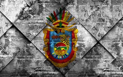 Flag of Guerrero, grunge art, rhombus grunge texture, Mexican state, Guerrero flag, Mexico, Guerrero, State of Mexico, creative art