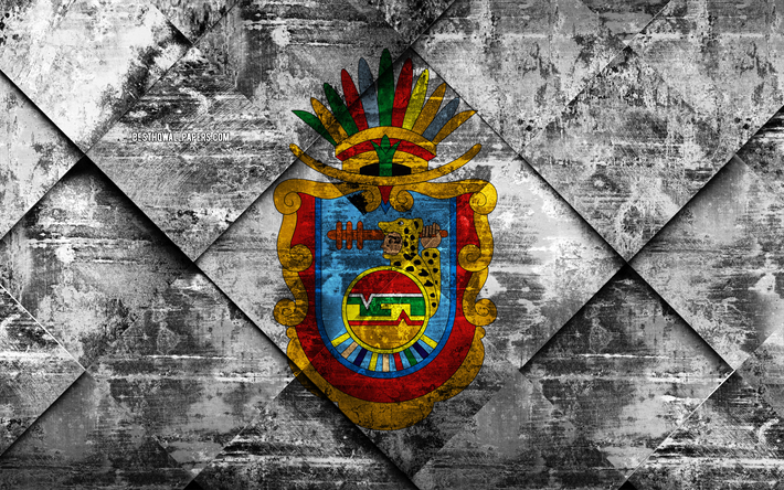 Bandiera di Guerrero, grunge, arte, rombo grunge, texture, stato Messicano di Guerrero bandiera, Messico, Guerrero, Stato del Messico, arte creativa